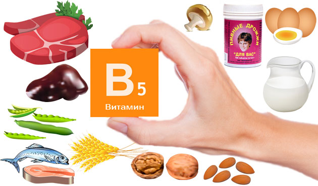 в каких продуктах витамин B5